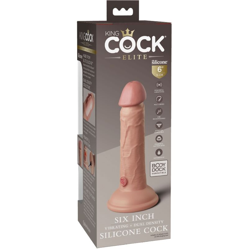 KING COCK - ELITE REALISTIC DILDO WITH VIBRATION AND SILICONE 15.2 CM