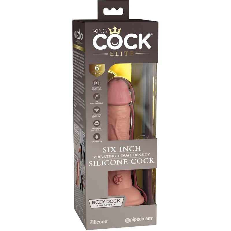 KING COCK - ELITE REALISTIC DILDO WITH VIBRATION AND SILICONE 15.2 CM