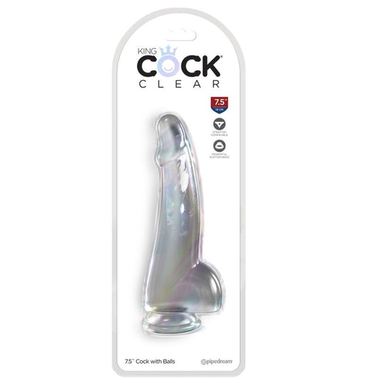 KING COCK - CLEAR DILDO WITH TESTS 15.2 CM TRANSPARENT