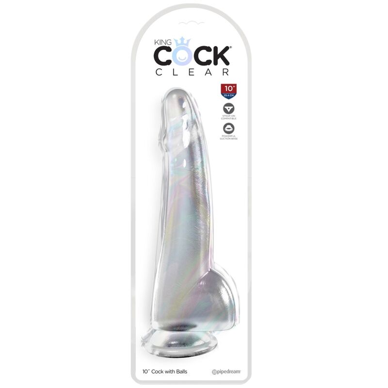 KING COCK - CLEAR DILDO WITH TESTS 19 CM TRANSPARENT