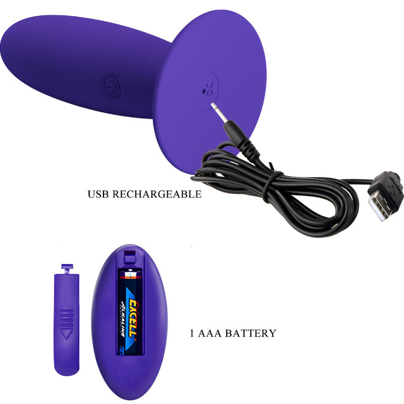 PRETTY LOVE - YOUTH PLUG ANAL VIBRATOR WITH REMOTE CONTROL VIOLET