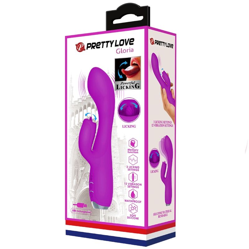 PRETTY LOVE - GLORIA RECHARGEABLE RABBIT VIBRATOR, WATERPROOF, PURPLE