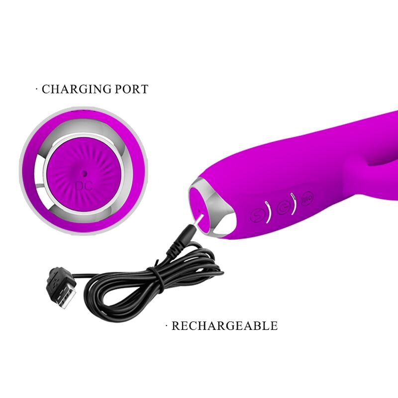 PRETTY LOVE - GLORIA RECHARGEABLE RABBIT VIBRATOR, WATERPROOF, PURPLE