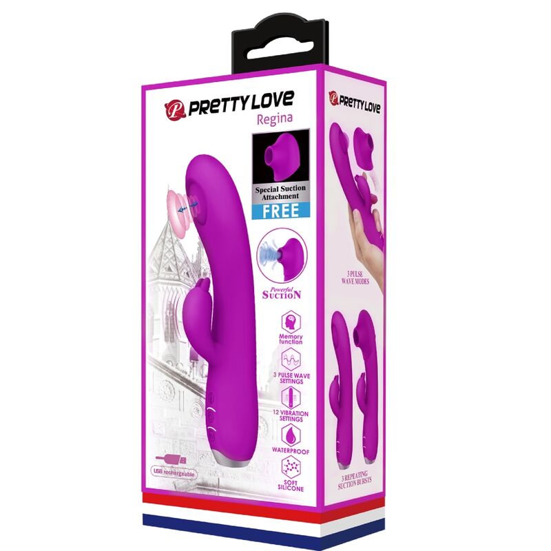 PRETTY LOVE - REGINA RECHARGEABLE VIBRATOR SUCTION GEL PURPLE