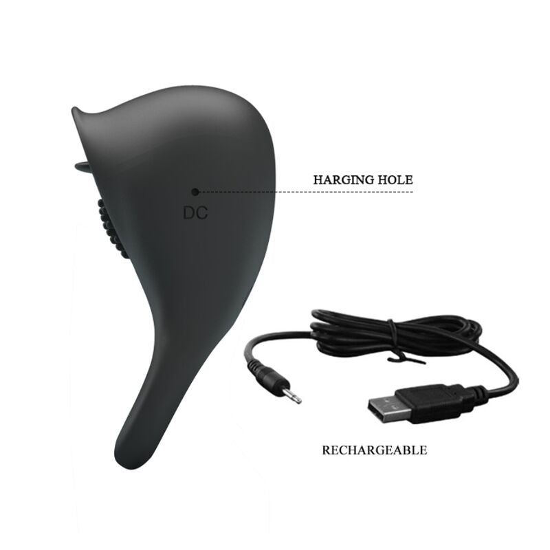 PRETTY LOVE - VIBRANT PENIS RING WITH BLACK TONGUE