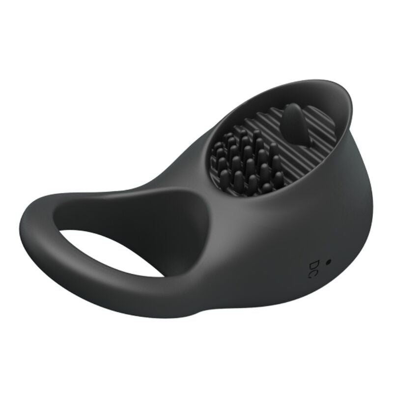 PRETTY LOVE - VIBRANT PENIS RING WITH BLACK TONGUE