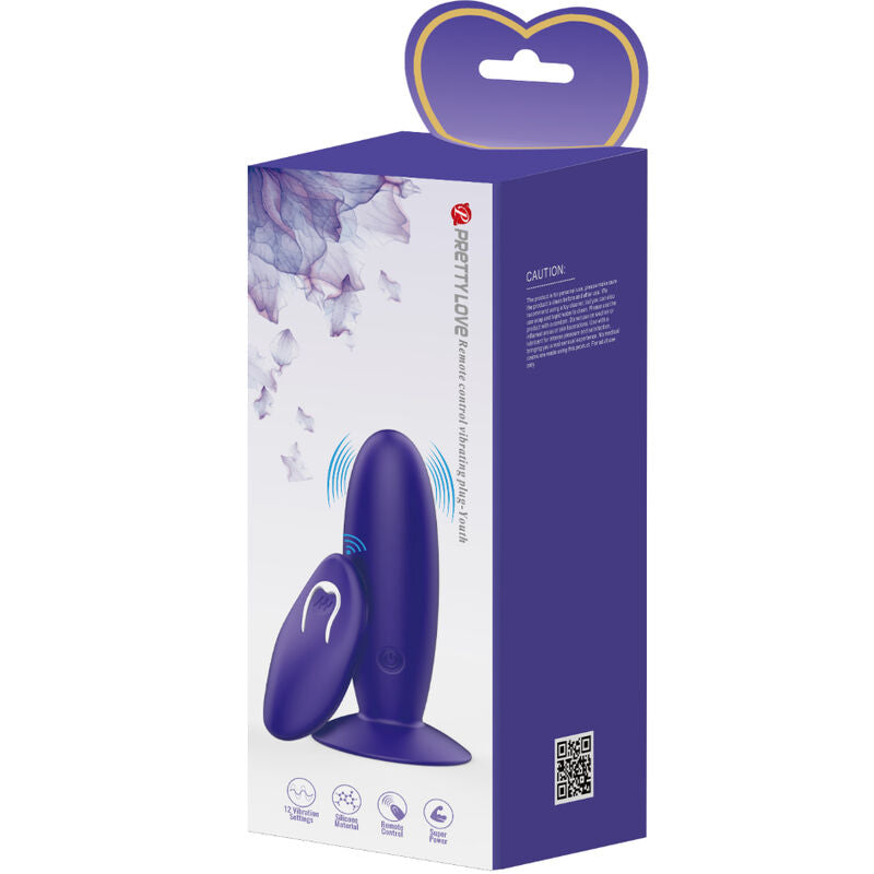 PRETTY LOVE - YOUTH PLUG ANAL VIBRATOR WITH REMOTE CONTROL VIOLET