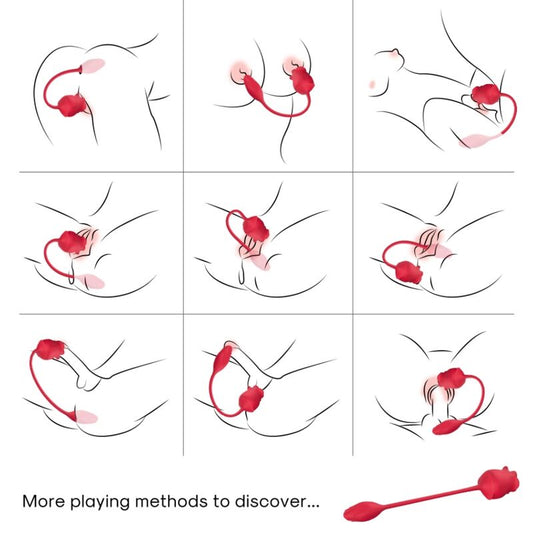 ARMONY - PINK 2-IN-1 SUCTION Stimulator &amp; VIBRATOR 10 MODES WITH RED TAIL