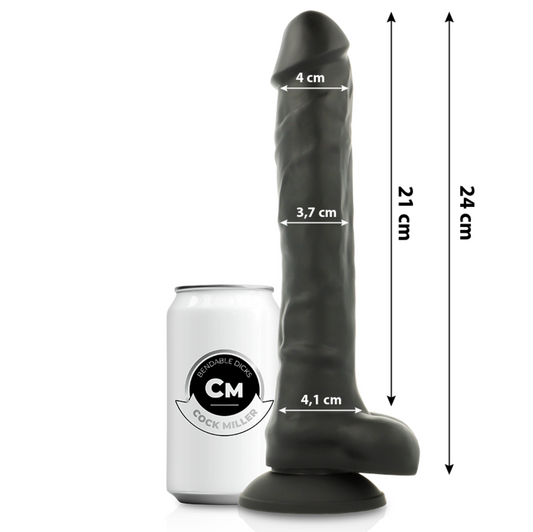 COCK MILLER - SILICONE DENSITY COCKSIL ARTICULATED BLACK 24 CM