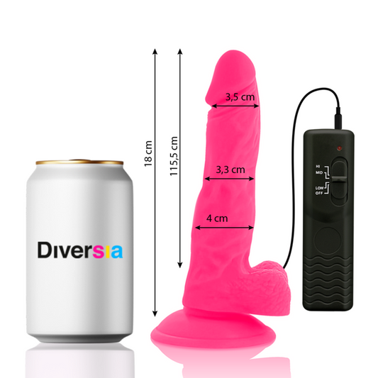 DIVERSIA - FLEXIBLE VIBRANT DILDO PINK 18 CM -O- 4 CM