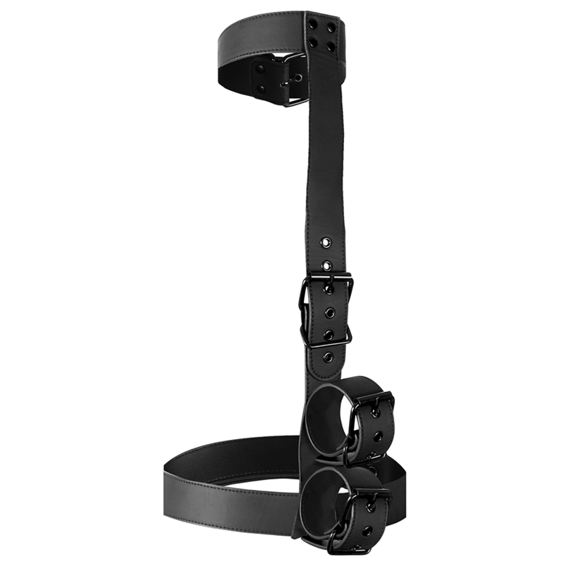 FETISH SUBMISSIVE BONDAGE - COLLAR AND WRIST CUFF BODY RESTRICTION SET