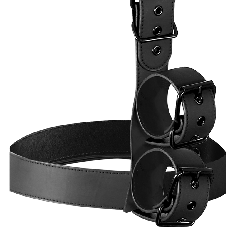 FETISH SUBMISSIVE BONDAGE - COLLAR AND WRIST CUFF BODY RESTRICTION SET