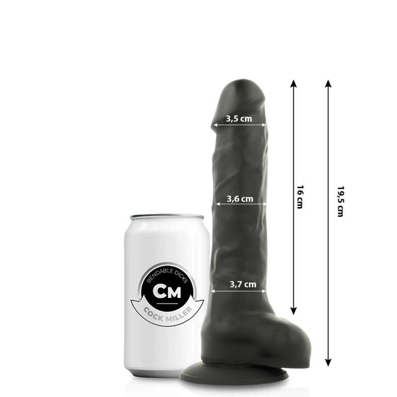 COCK MILLER - DILDO REALISTISCHES SILIKON DICHTE ARTIKULIERBAR SCHWARZ 19,5 CM