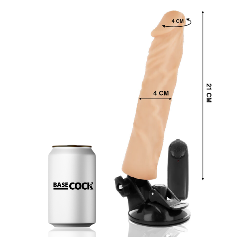 BASECOCK - REALISTIC VIBRATOR WITH REMOTE CONTROL NATURAL 21 CM -O- 4 CM
