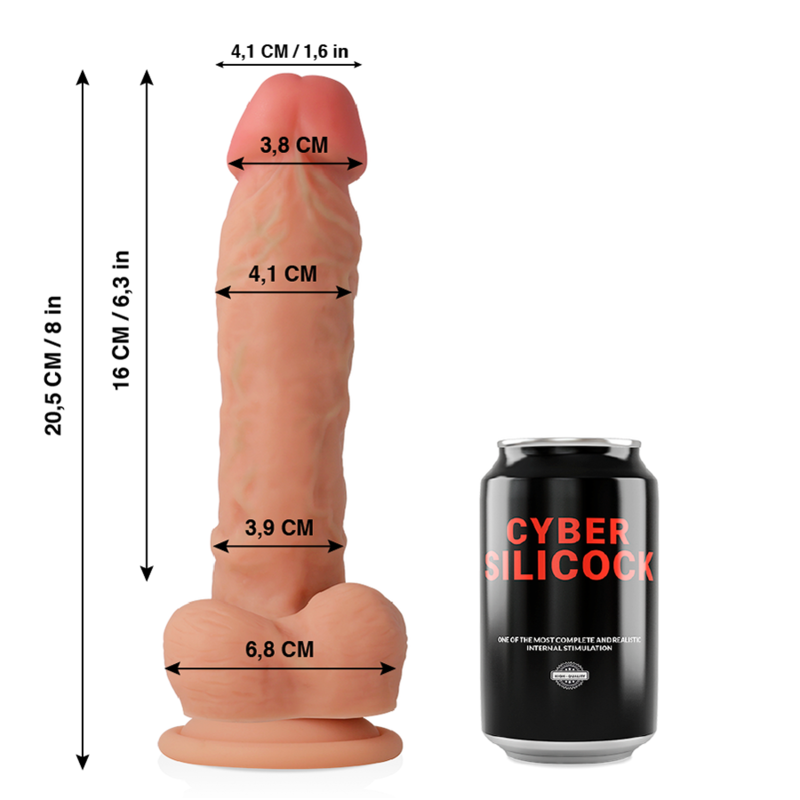 CYBER SILICOCK - ULTRA-REALISTIC. SOFT LIQUID SILICONE DONG 20.5 CM -O- 4.1 CM