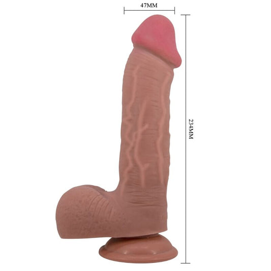 PRETTY LOVE - REALISTIC SLIDING SKIN SERIES DILDO WITH SLIDING SKIN SUCTION CUP BROWN 23.4 CM