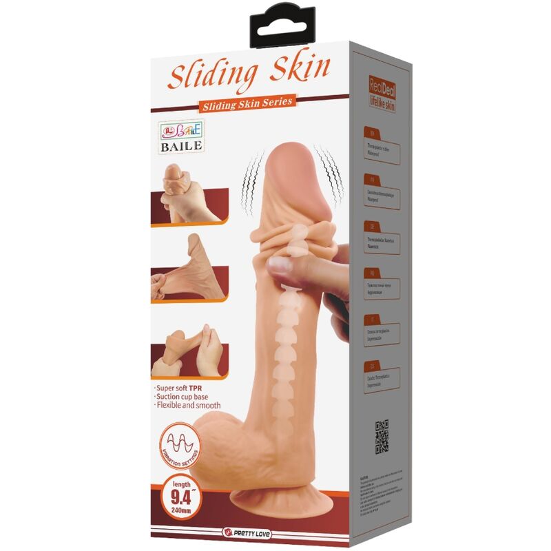 PRETTY LOVE - SLIDING SKIN SERIES REALISTIC DILDO WITH SLIDING SKIN SAUNA POT REMOTE CONTROL MEAT 24 CM