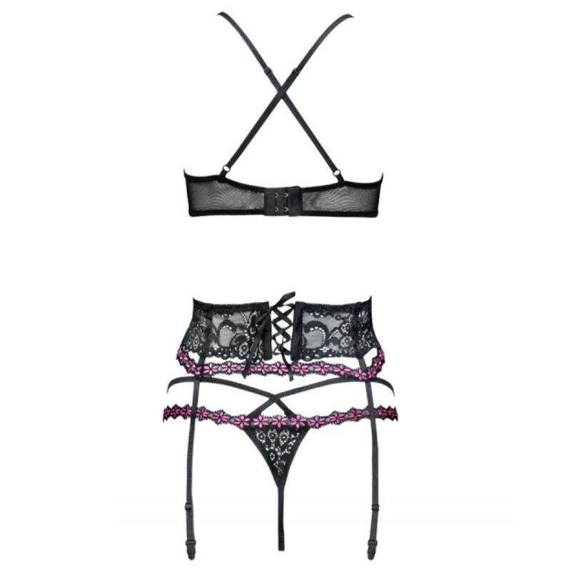 LIVCO CORSETTI FASHION - SNEHANA LC 90443 Bra + Stocking Belt + Panties Black