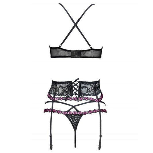 LIVCO CORSETTI FASHION - SNEHANA LC 90443 Bra + Stocking Belt + Panties Black