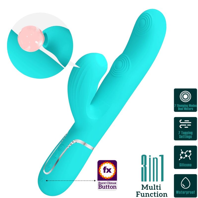 PRETTY LOVE - PERLITA MULTIFUNCTIONAL 3-IN-1 G-SPOT VIBRATOR AQUA GREEN