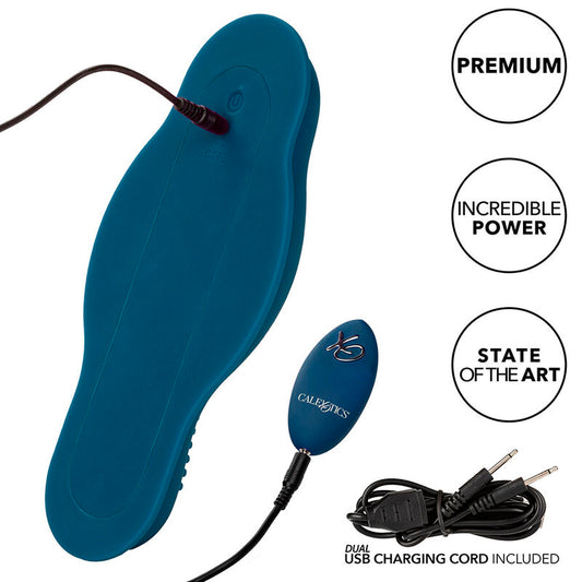 CALEXOTICS - RIDER MASSAGER DUAL MOTOR REMOTE CONTROL BLUE