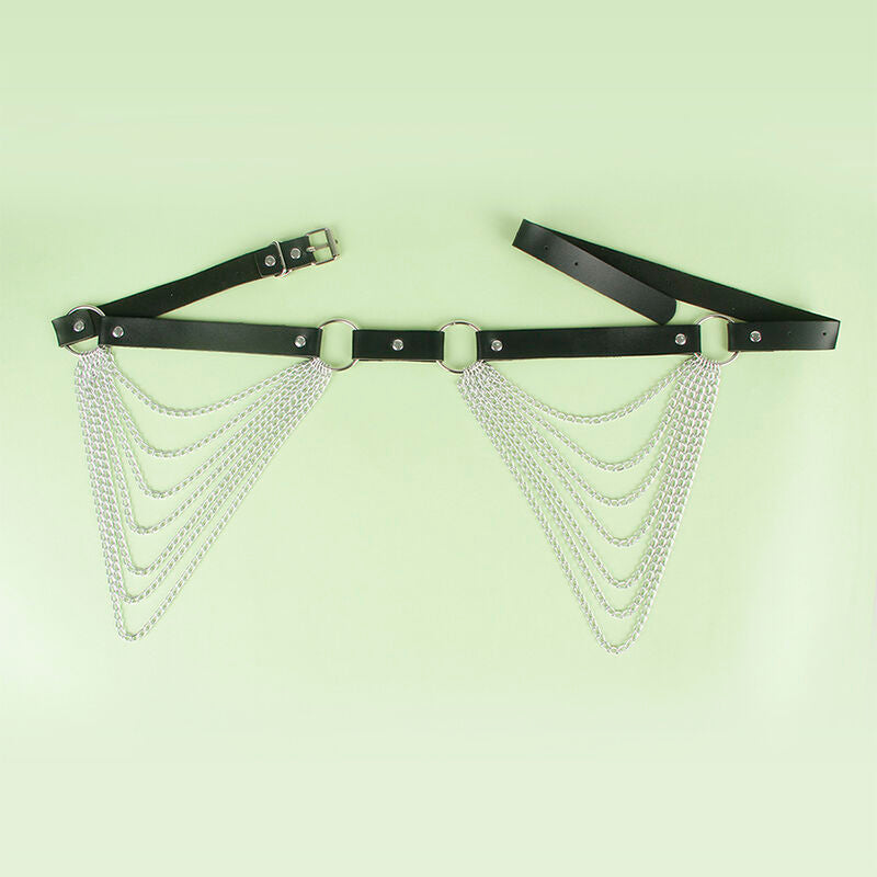 SUBBLIME - LEATHER CHAIN ​​BELT BLACK ONE SIZE