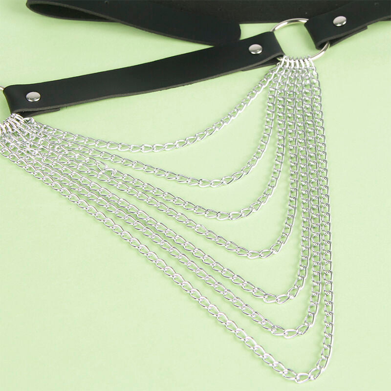 SUBBLIME - LEATHER CHAIN ​​BELT BLACK ONE SIZE