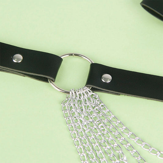 SUBBLIME - LEATHER CHAIN ​​BELT BLACK ONE SIZE
