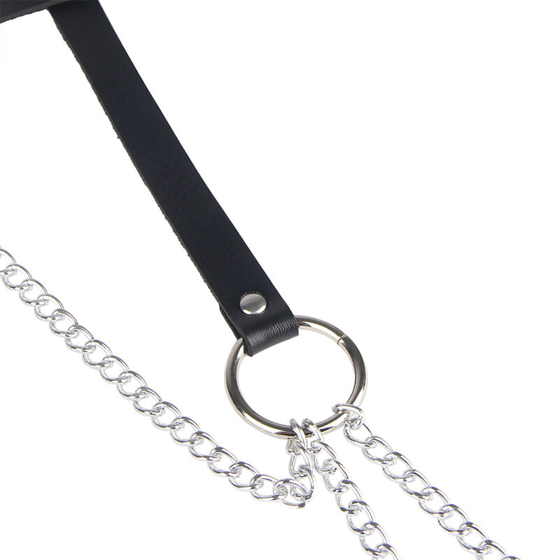 SUBBLIME - LEATHER RING CHAIN ​​BELT BLACK ONE SIZE