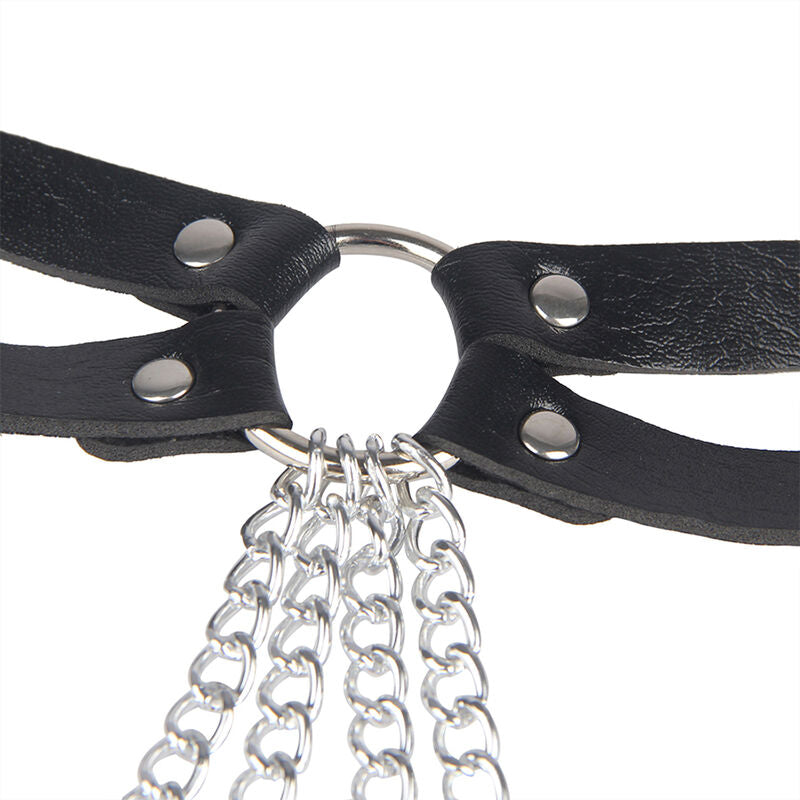 SUBBLIME - LEATHER RING CHAIN ​​BELT BLACK ONE SIZE