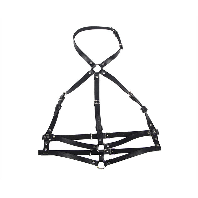 SUBBLIME - LEATHER RING BREAST HARNESS BLACK ONE SIZE