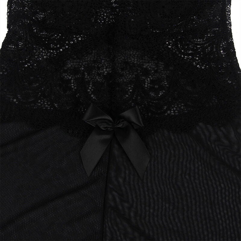 SUBBLIME - BABYDOLL TUUSAL FABRIC WITH LACE AND FLORAL DETAIL BLACK L/XL