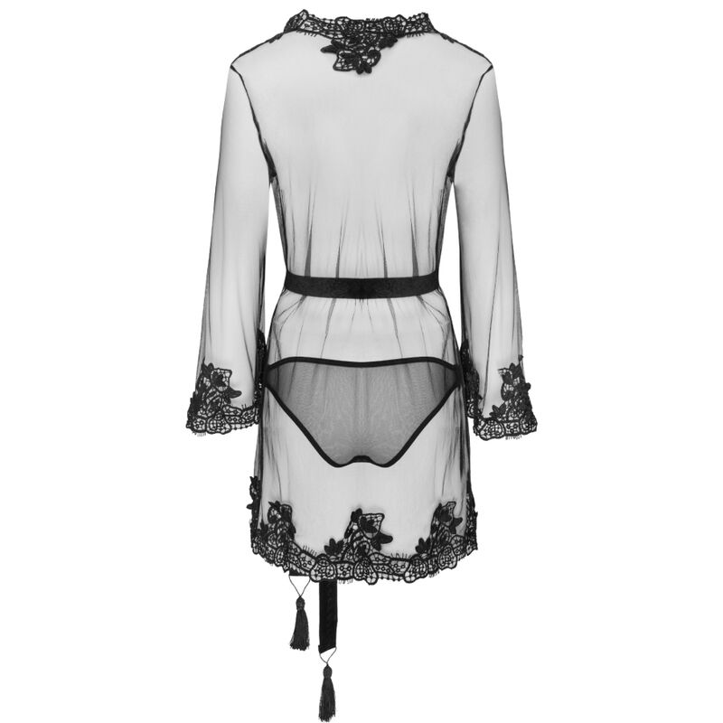 LIVCO CORSETTI FASHION - HERINA LC XG056 DRESSING ROBBE + PANTY BLACK ONE SIZE