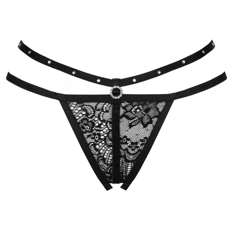 LIVCO CORSETTI FASHION - NOMADE TANGA WITH CROSS-FREE BLACK