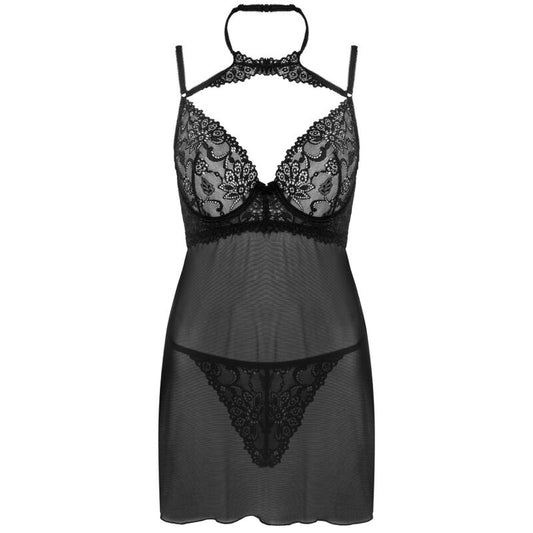 LIVCO CORSETTI FASHION - BINELLA SET BABYDOLL + TANGA BLACK