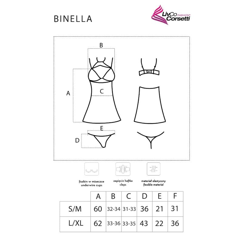 LIVCO CORSETTI FASHION - BINELLA SET BABYDOLL + TANGA BLACK