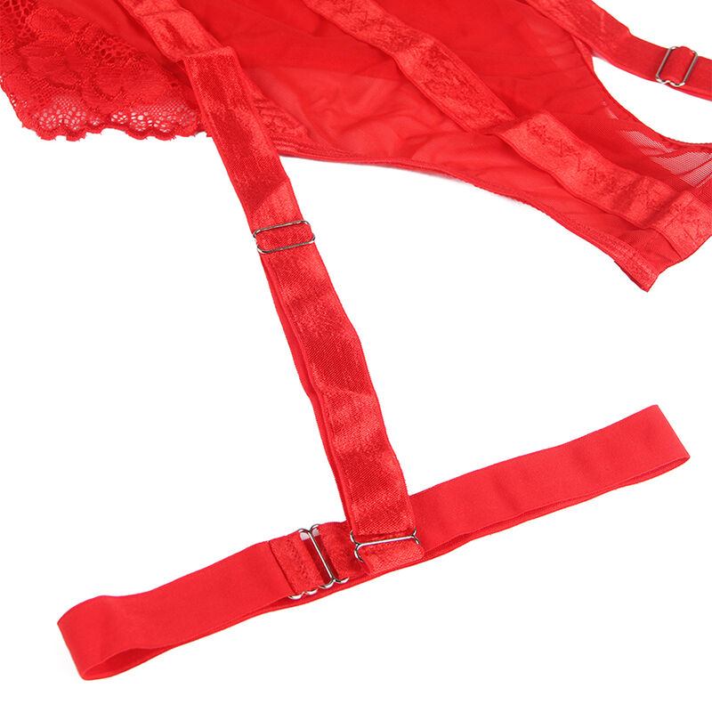 SUBBLIME - TEDDY WITH GARTER DETAIL CHEST RED L/XL
