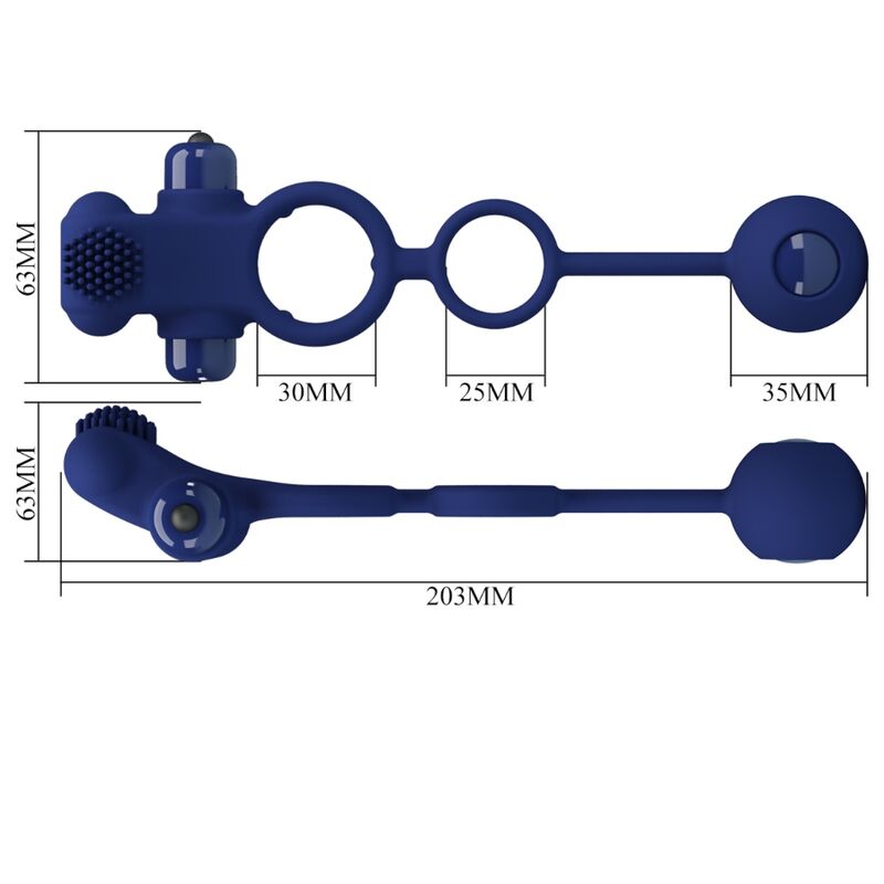 PRETTY LOVE - REMINGTON DOUBLE VIBRATION RING WITH STICK BLUE