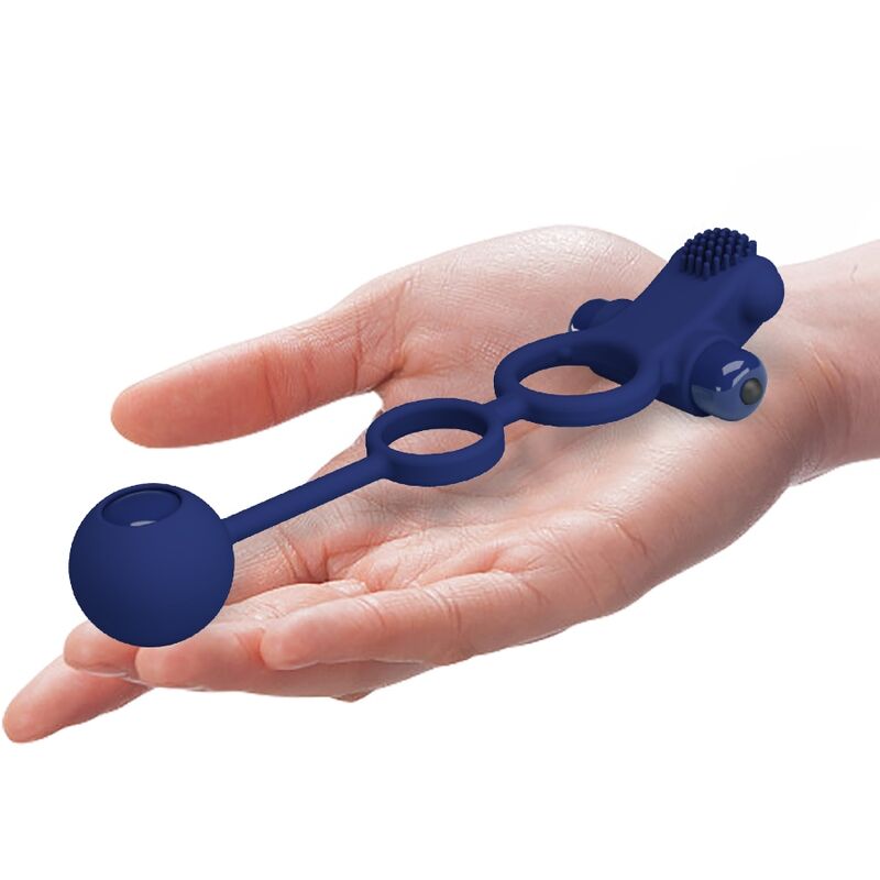 PRETTY LOVE - REMINGTON DOUBLE VIBRATION RING WITH STICK BLUE