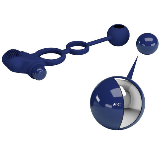 PRETTY LOVE - REMINGTON DOUBLE VIBRATION RING WITH STICK BLUE