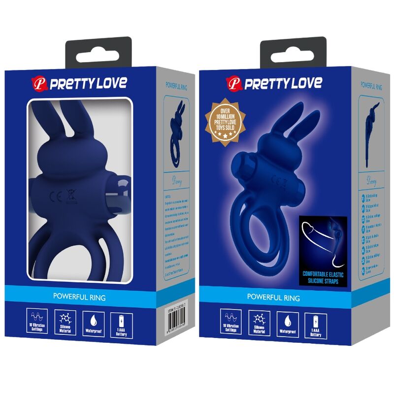 PRETTY LOVE - DAREY DOUBLE VIBRATION RING RABBIT BLUE
