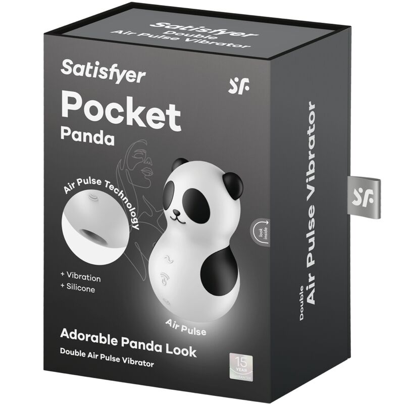SATISFYER - POCKET PANDA STIMULATOR &amp; VIBRATOR BLACK WHITE