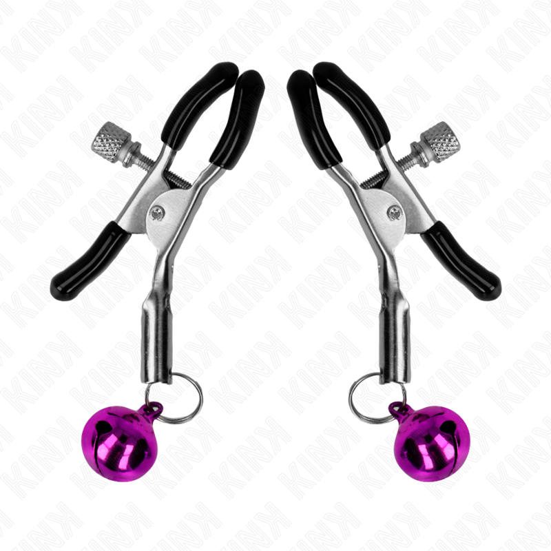 KINK - PURPLE NIPPLE CLAMP WITH INDIVIDUAL BELLS 6 CM