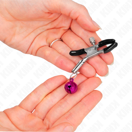 KINK - PURPLE NIPPLE CLAMP WITH INDIVIDUAL BELLS 6 CM