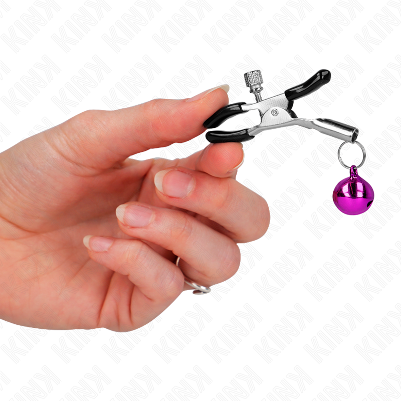 KINK - PURPLE NIPPLE CLAMP WITH INDIVIDUAL BELLS 6 CM