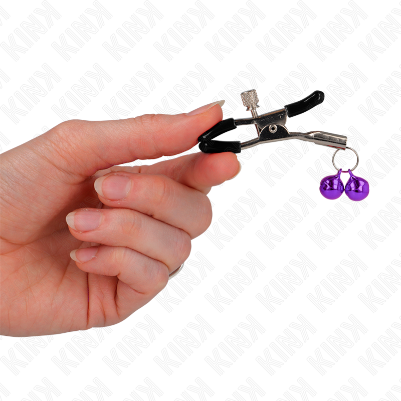 KINK - DOUBLE BELL NIPPLE CLIP PURPLE 6 CM