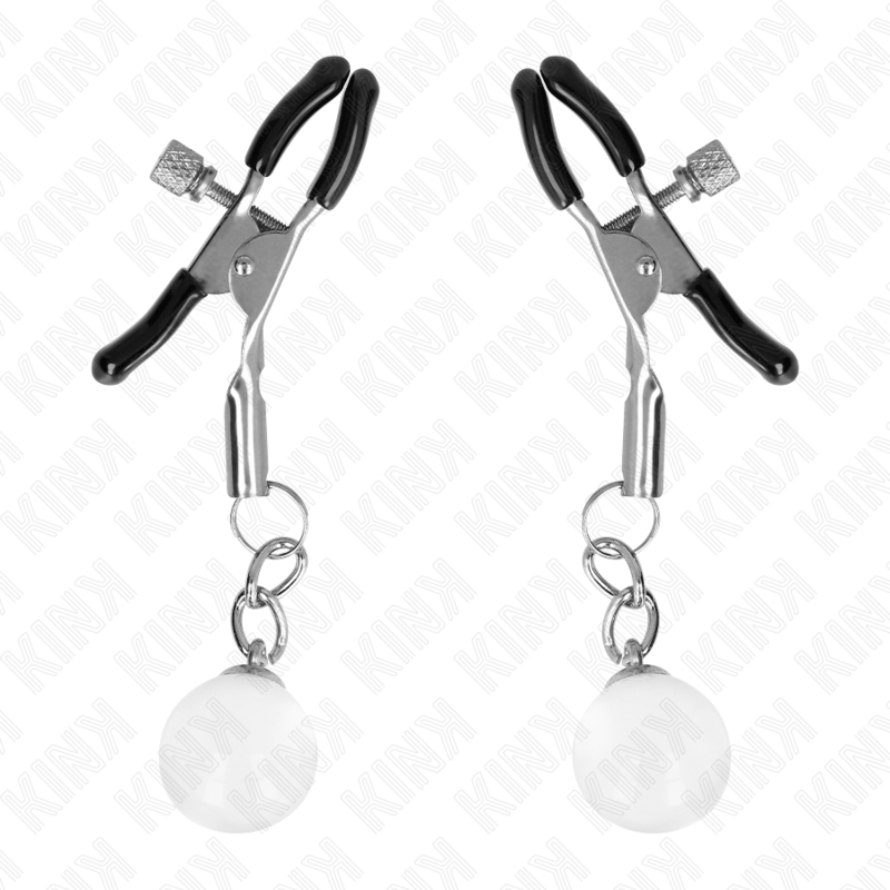 KINK - GLASS BEAD NIPPLE CLIPS SILVER 6 CM