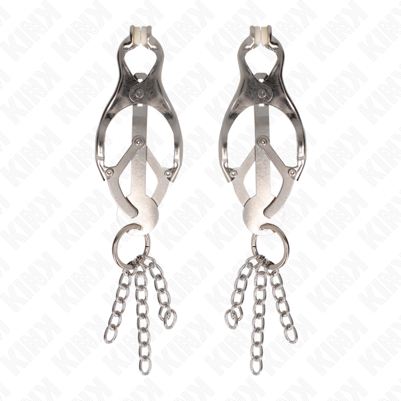 KINK - JAPANESE CLOVER NIPPLE CLIPS WITH SMALL CHAINS SILVER