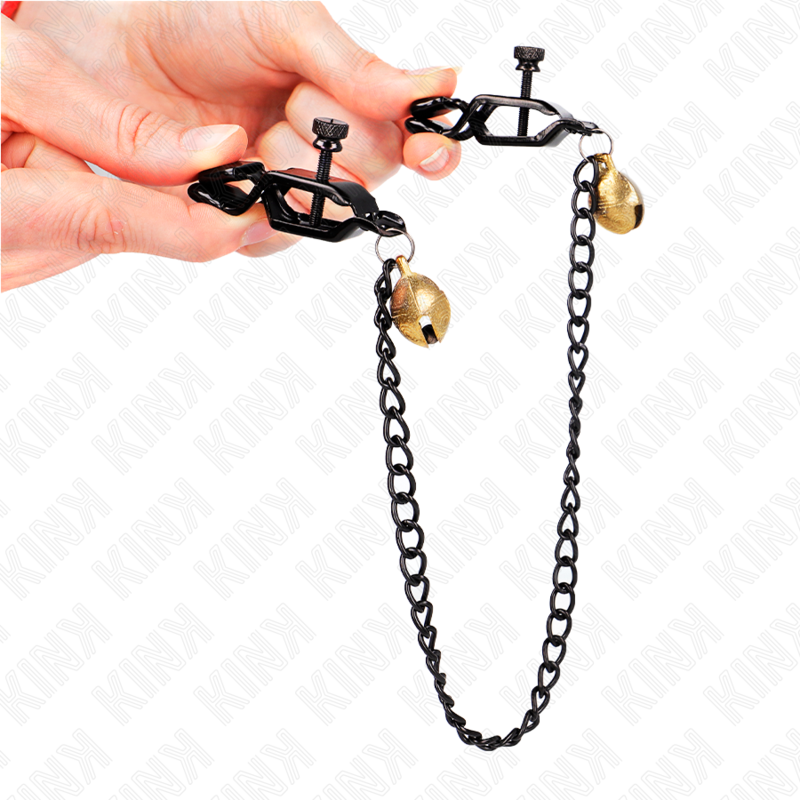 KINK - FLAT CHAIN ​​NIPPLE CLIPS AND BELL SILVER 30 CM