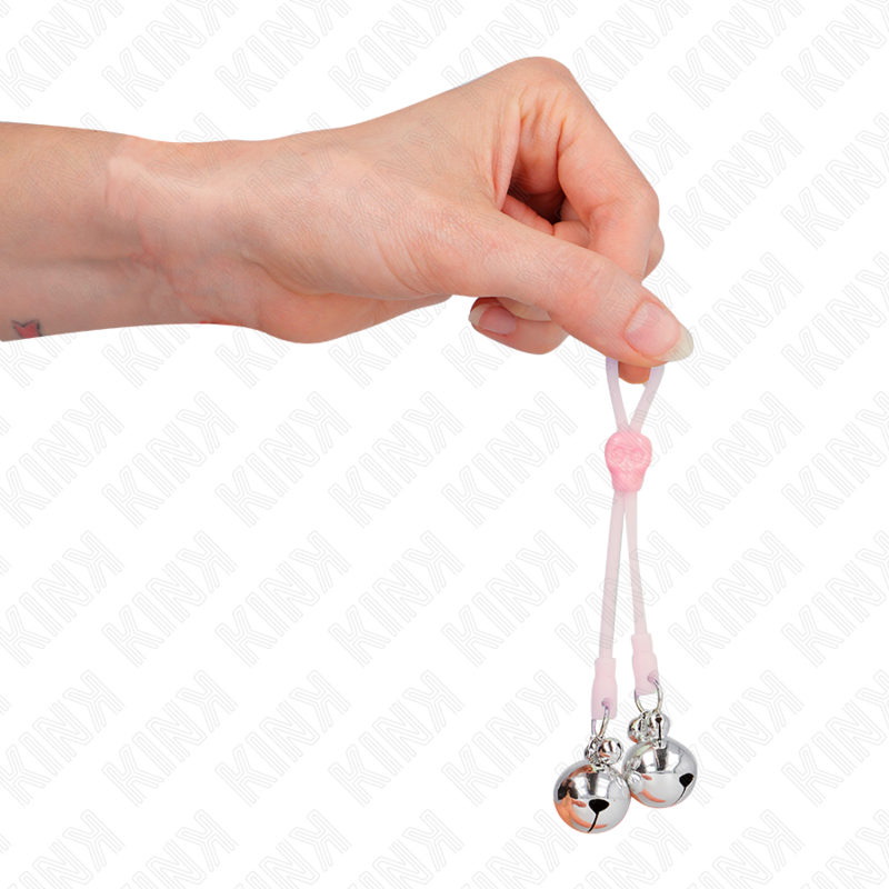 KINK - Glow-in-the-Dark Skull Nipple Clips with Adjustable Ring Bells, Pink/Silver